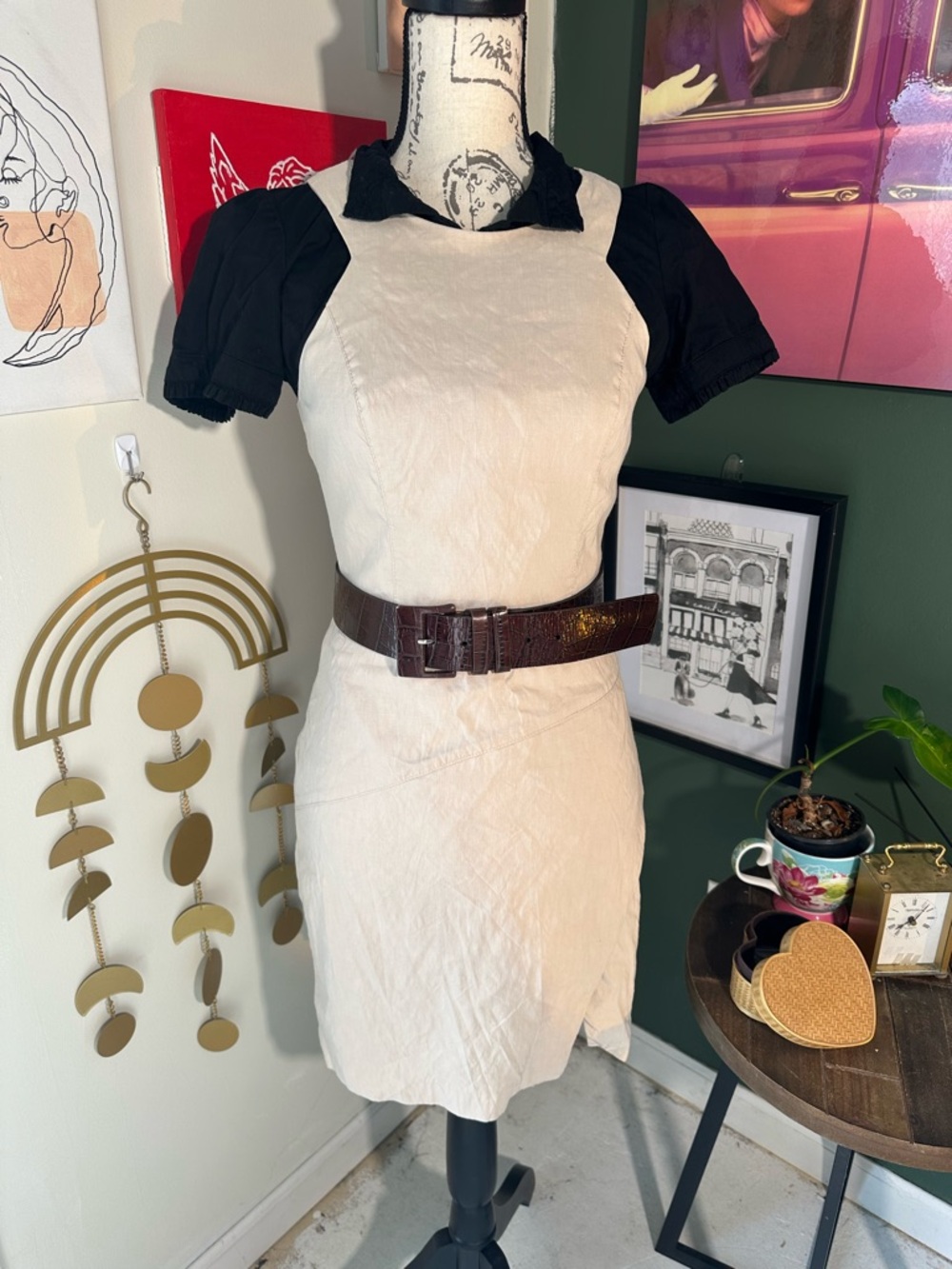 Office Chic Y2K Cream Sheath Dress